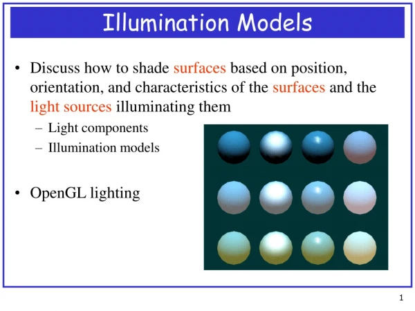 Illumination Models