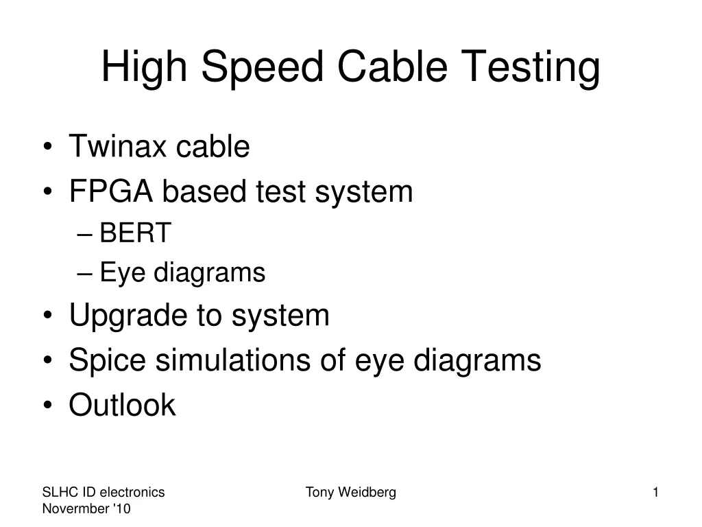 high speed cable testing
