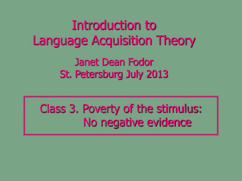 introduction to language acquisition theory janet