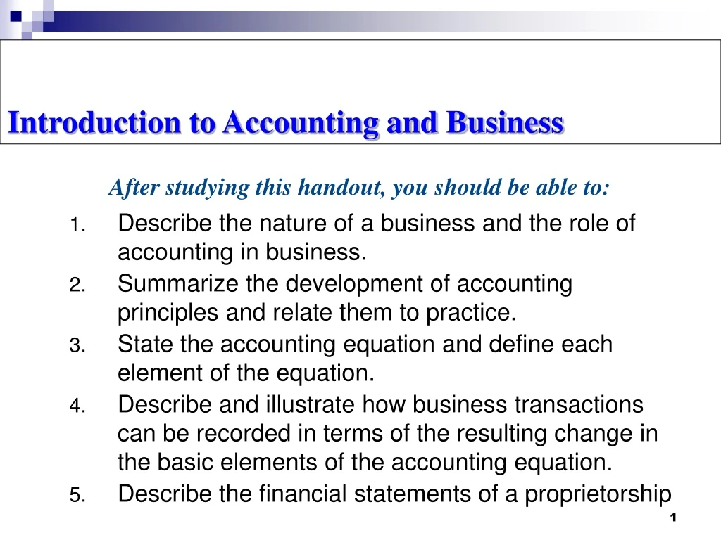 introduction to accounting and business