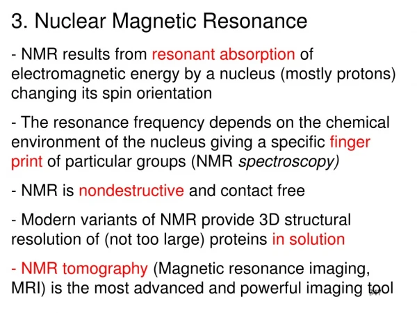 3. Nuclear Magnetic Resonance
