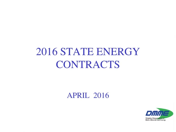 2016 STATE ENERGY CONTRACTS