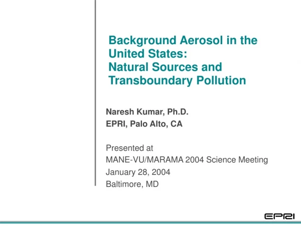 Background Aerosol in the United States: Natural Sources and Transboundary Pollution