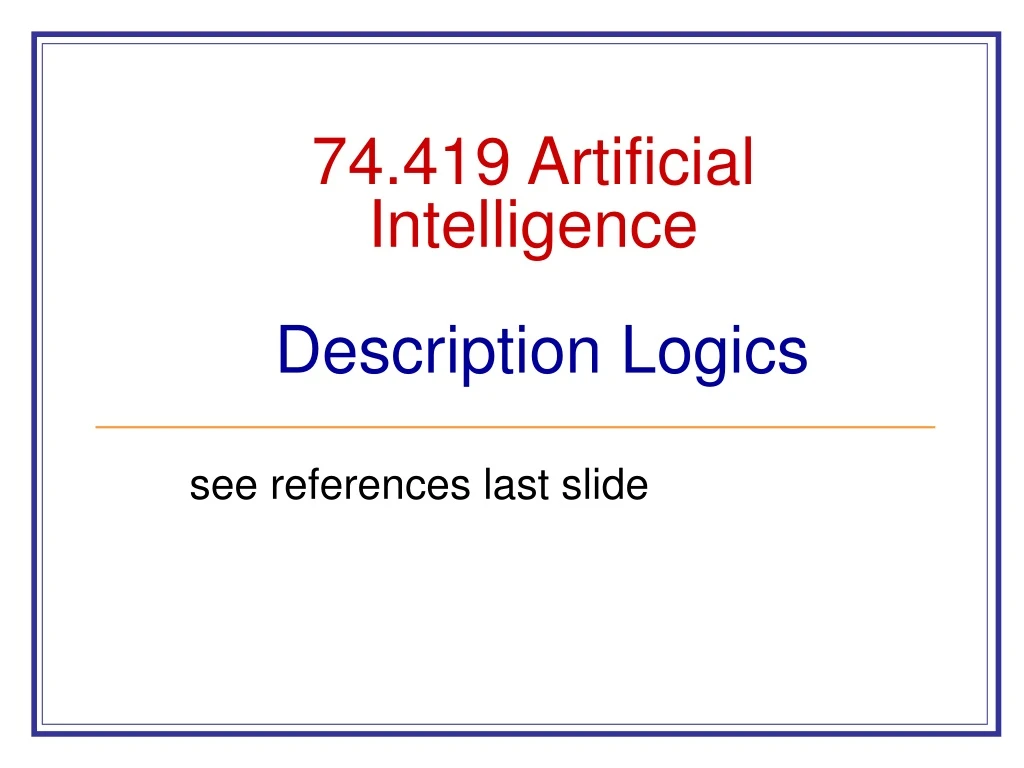 74 419 artificial intelligence description logics