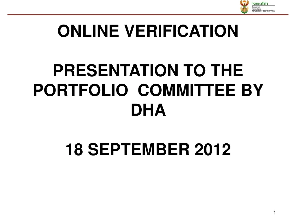 online verification presentation to the portfolio