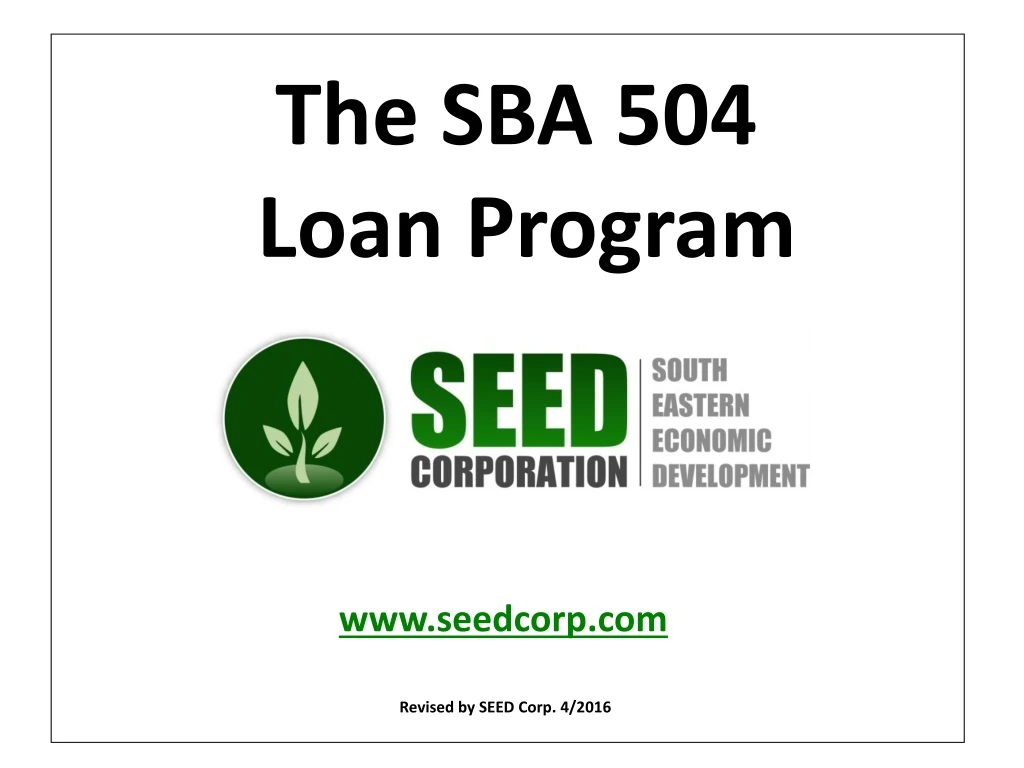 the sba 504 loan program