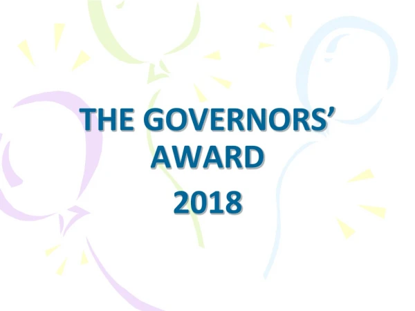 THE GOVERNORS’ AWARD 2018