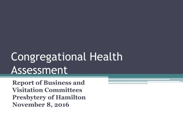 Congregational Health Assessment