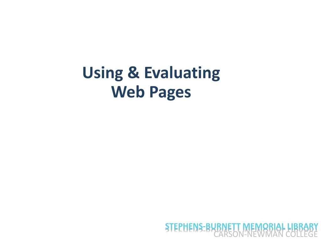 using evaluating web pages