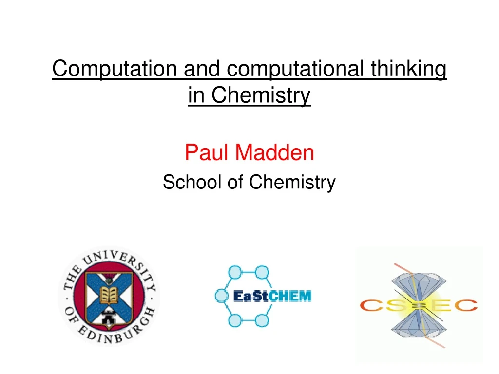 computation and computational thinking in chemistry