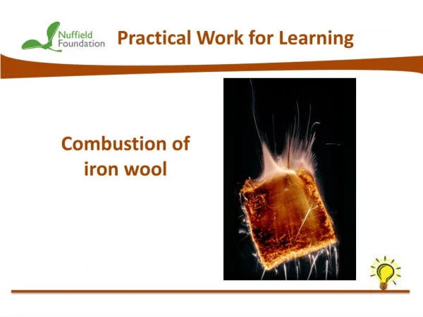 Combustion of iron wool
