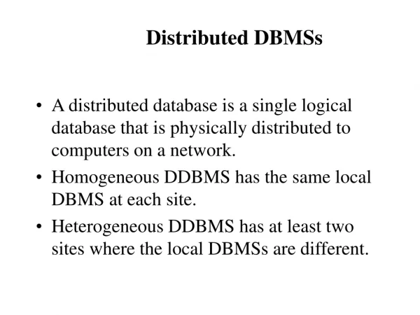 Distributed DBMSs