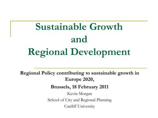 Sustainable Growth  and  Regional Development