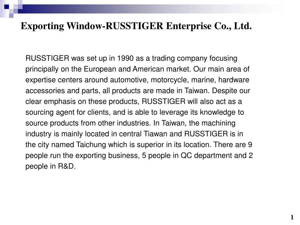 exporting window russtiger enterprise co ltd