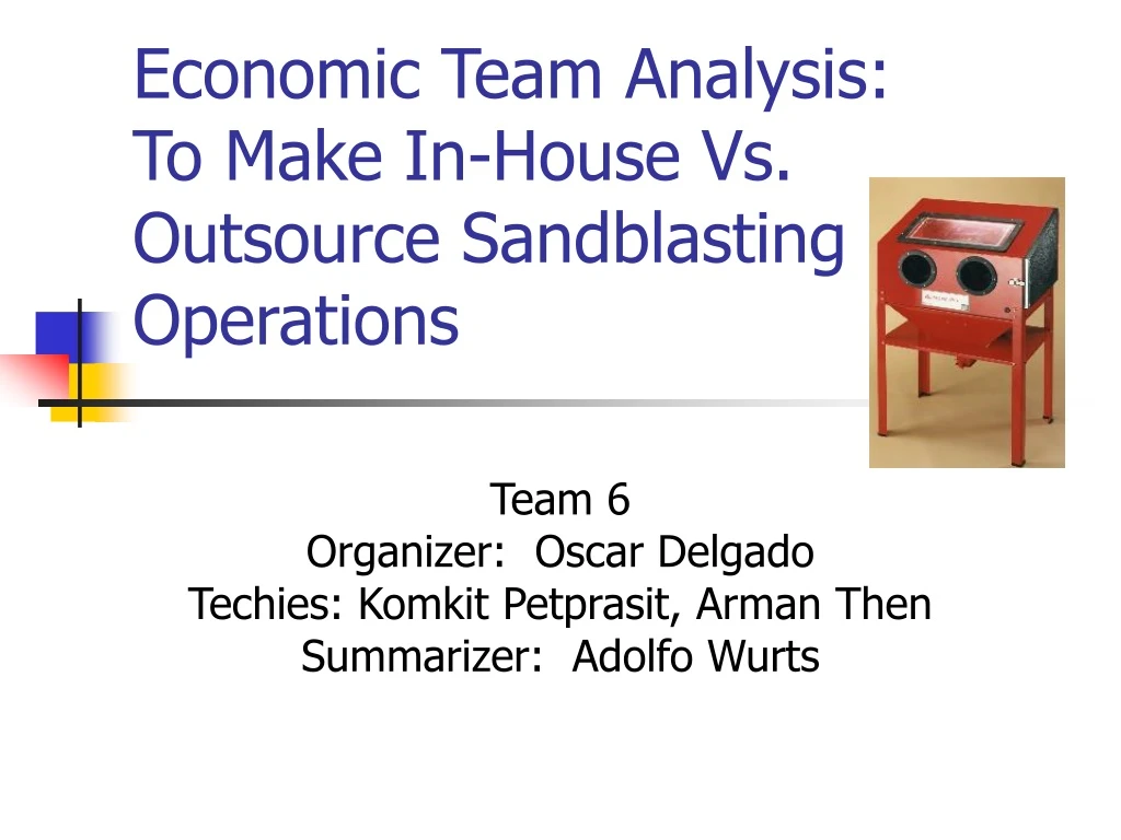 economic team analysis to make in house vs outsource sandblasting operations