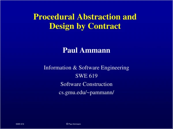 Procedural Abstraction and  Design by Contract