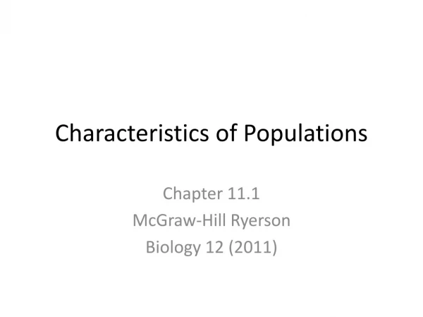 Characteristics of Populations