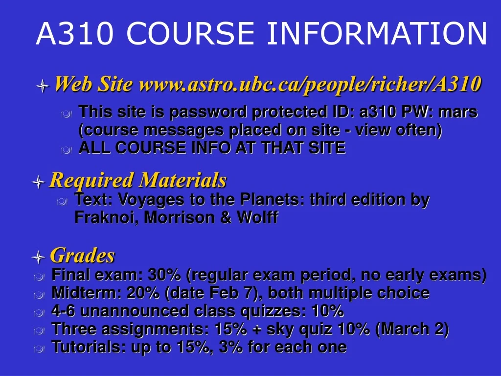 a310 course information