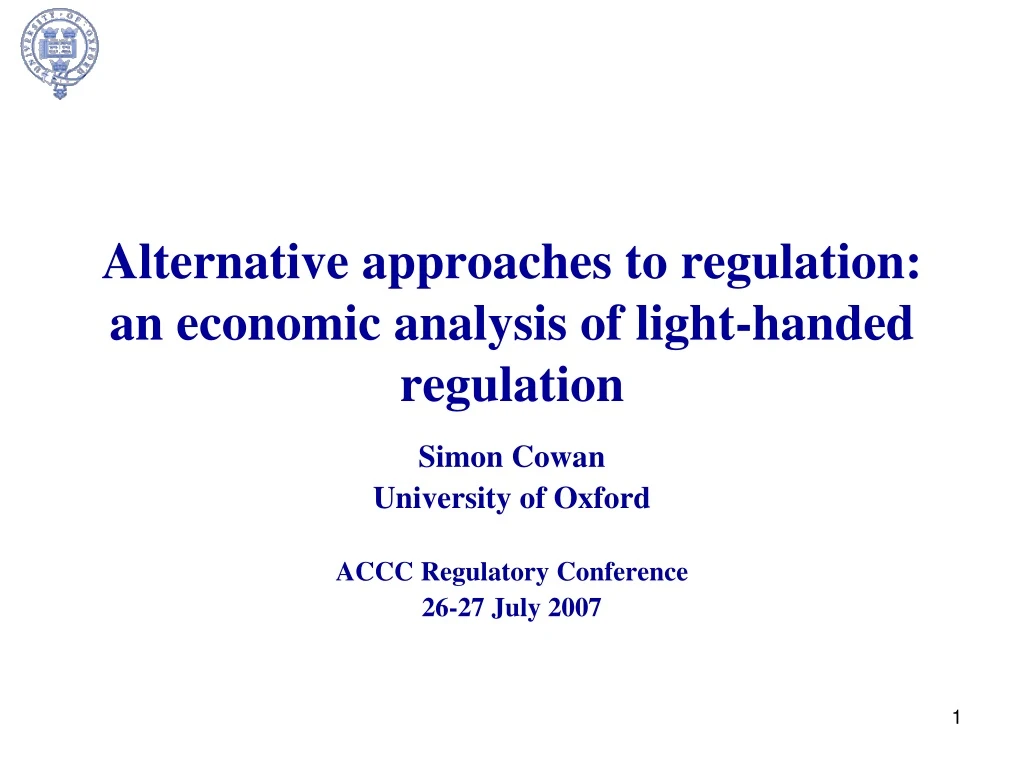 alternative approaches to regulation an economic analysis of light handed regulation