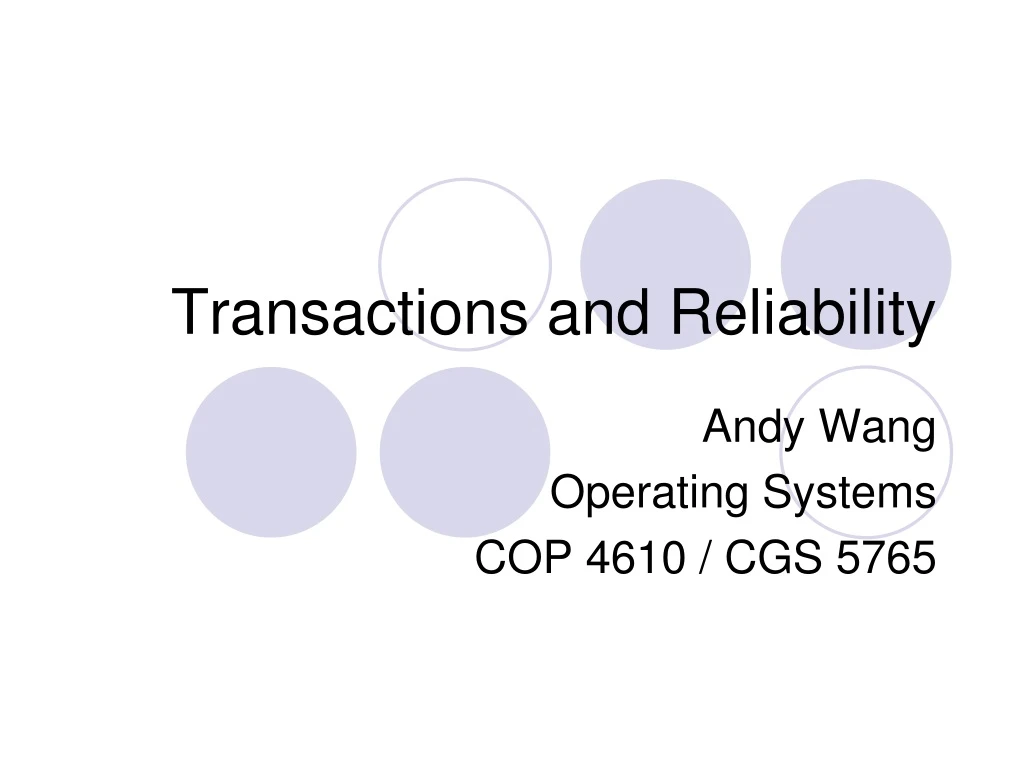 transactions and reliability