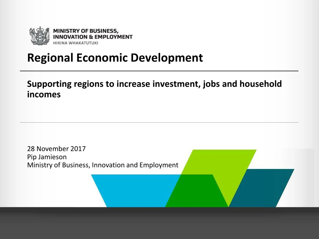 regional economic development supporting regions to increase investment jobs and household incomes