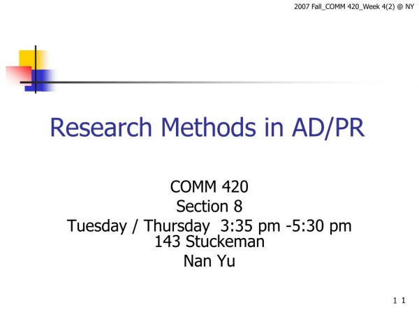 Research Methods in AD/PR