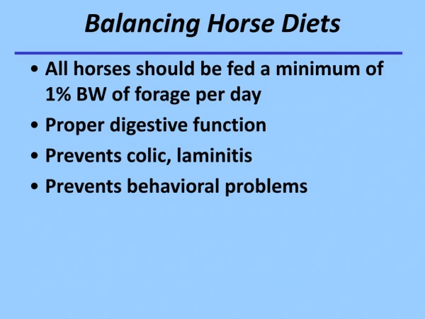 Balancing Horse Diets