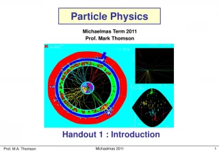 Introduction to Particle Physics - Cambridge Course Michaelmas Term 2011 - slide 1