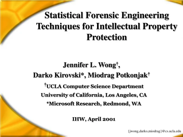 Statistical Forensic Engineering Techniques for Intellectual Property Protection