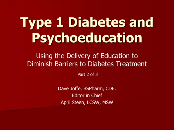 Type 1 Diabetes and Psychoeducation