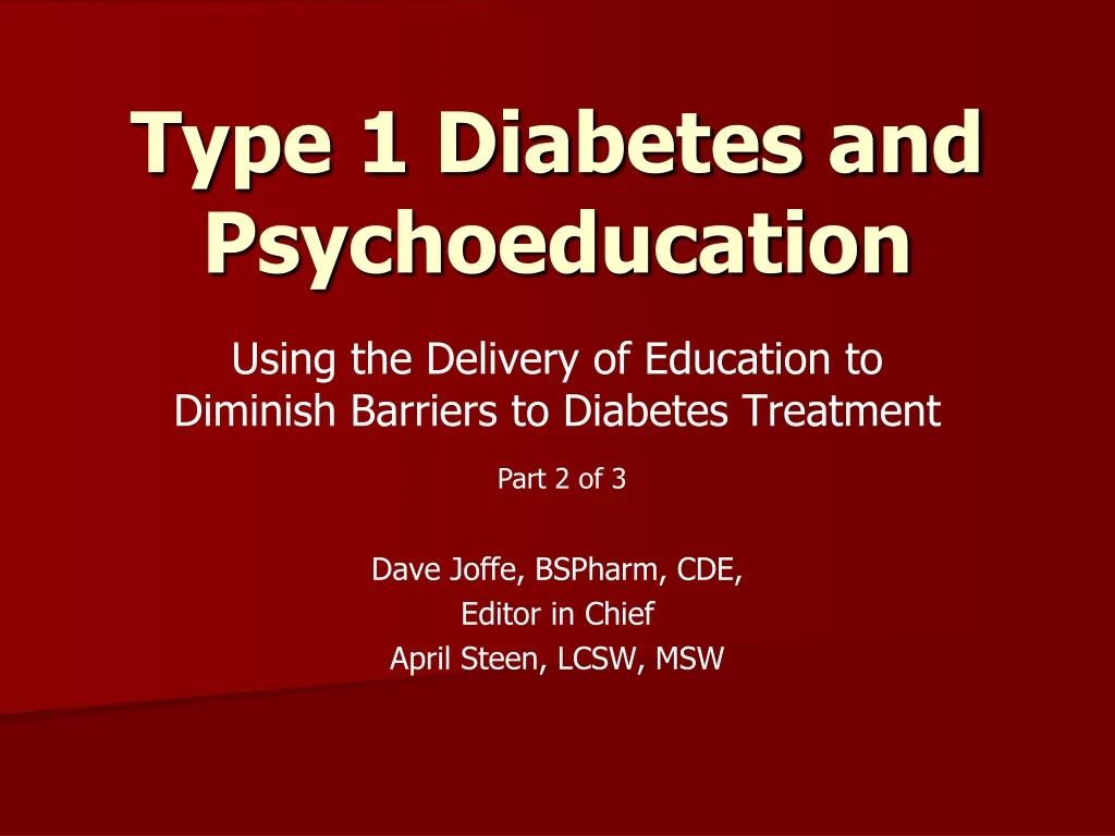 PPT   Type 20 Diabetes and Psychoeducation PowerPoint Presentation ...