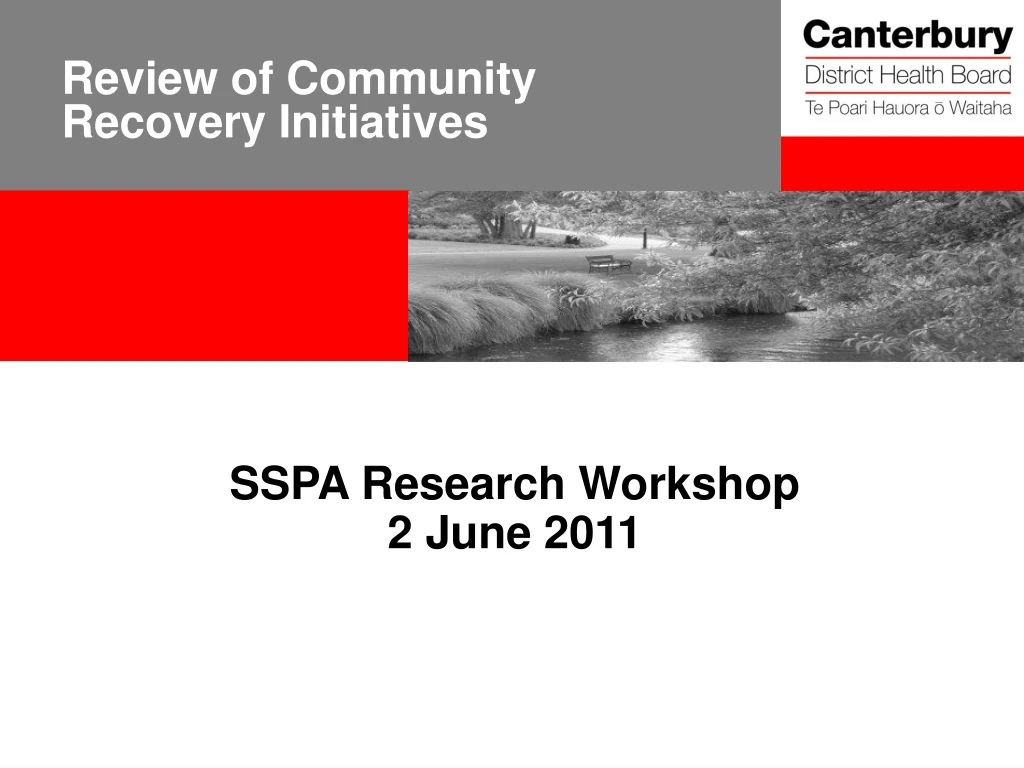 review of community recovery initiatives
