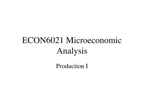 ECON6021 Microeconomic Analysis