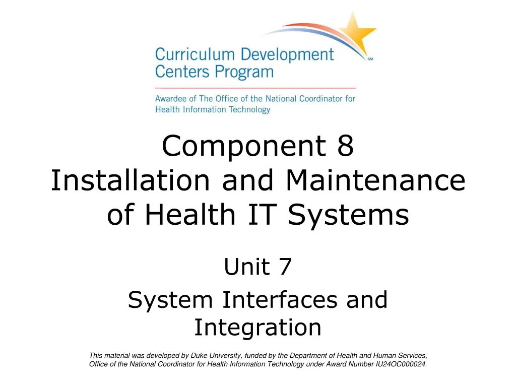 component 8 installation and maintenance of health it systems