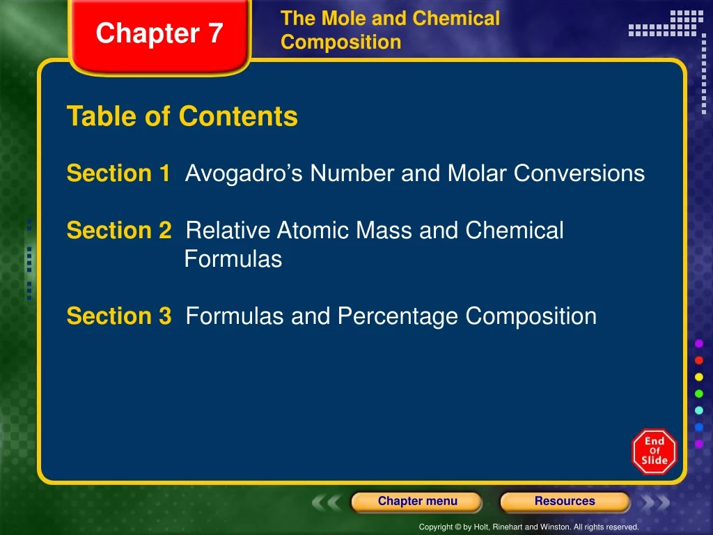 the mole and chemical composition