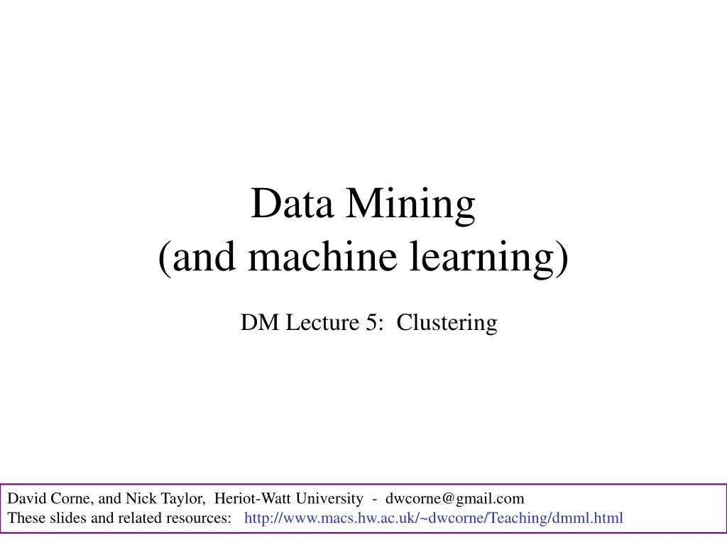 data mining and machine learning