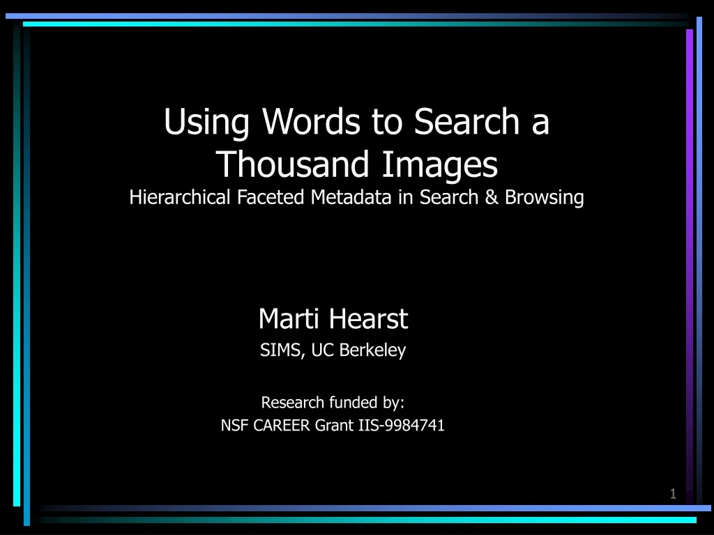 using words to search a thousand images hierarchical faceted metadata in search browsing