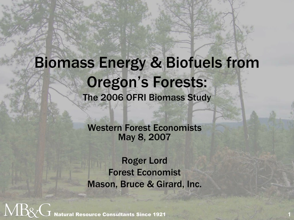 biomass energy biofuels from oregon s forests the 2006 ofri biomass study