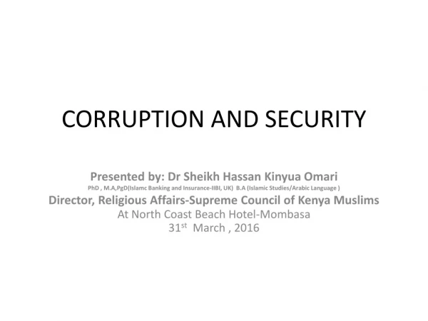 CORRUPTION AND SECURITY