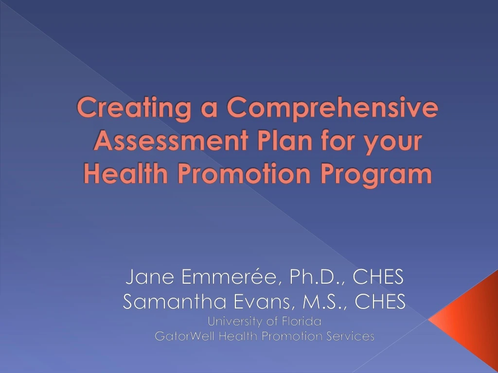 creating a comprehensive assessment plan for your health promotion program