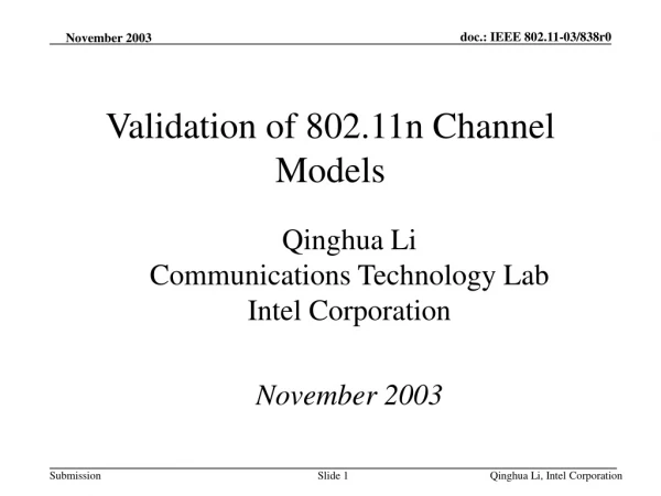 Validation of 802.11n Channel Models