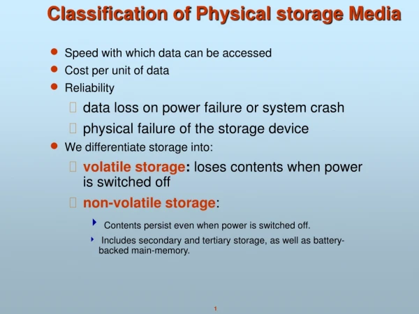 Classification of Physical storage Media
