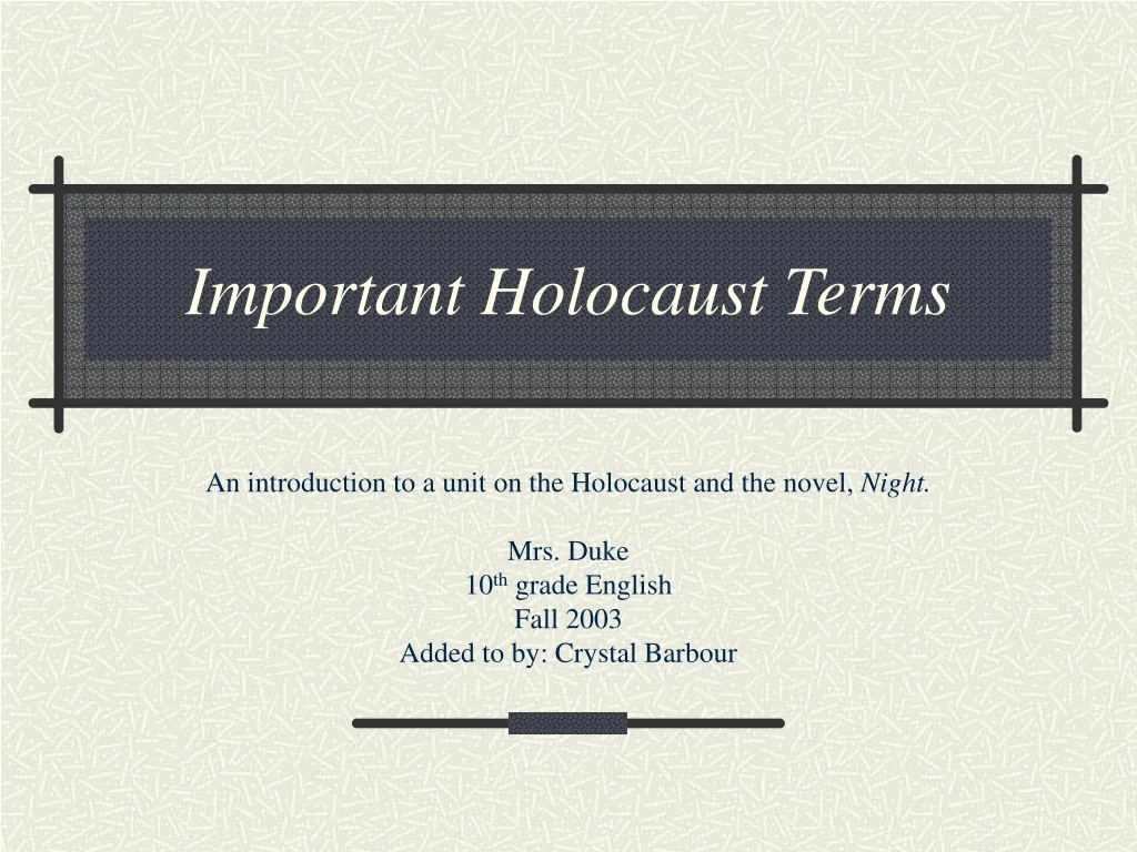 important holocaust terms