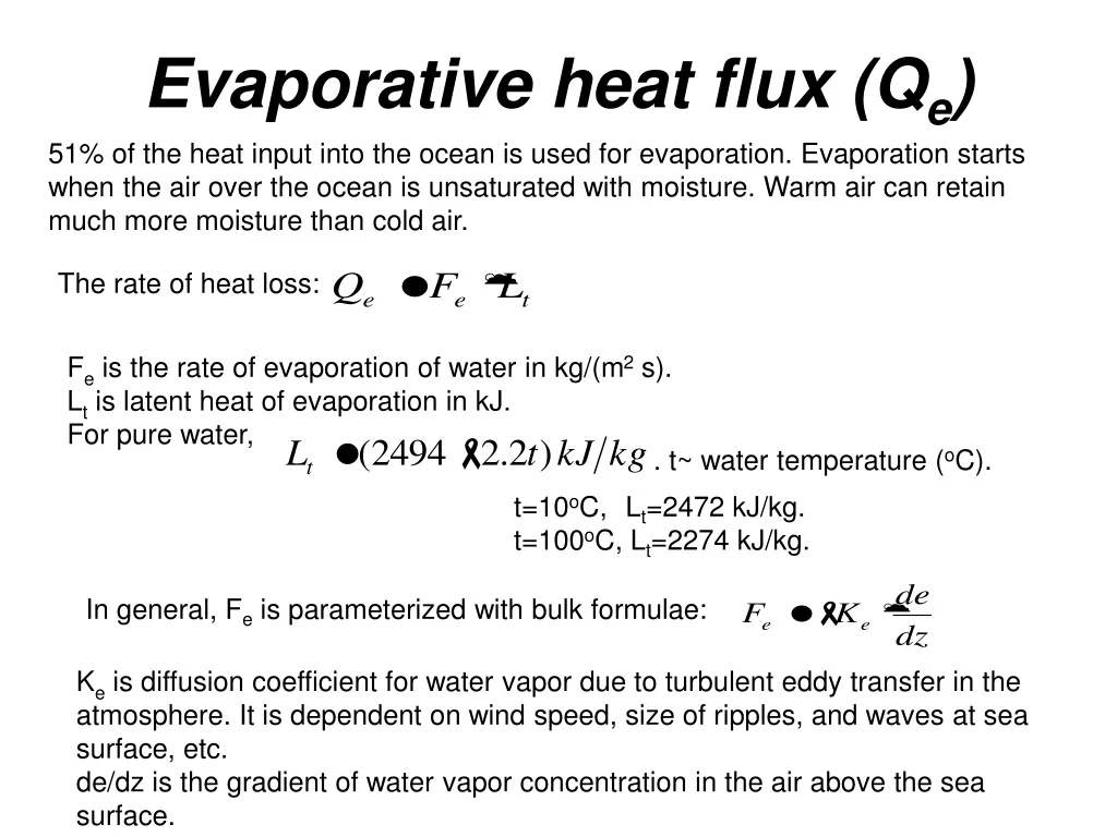 evaporative heat flux q e