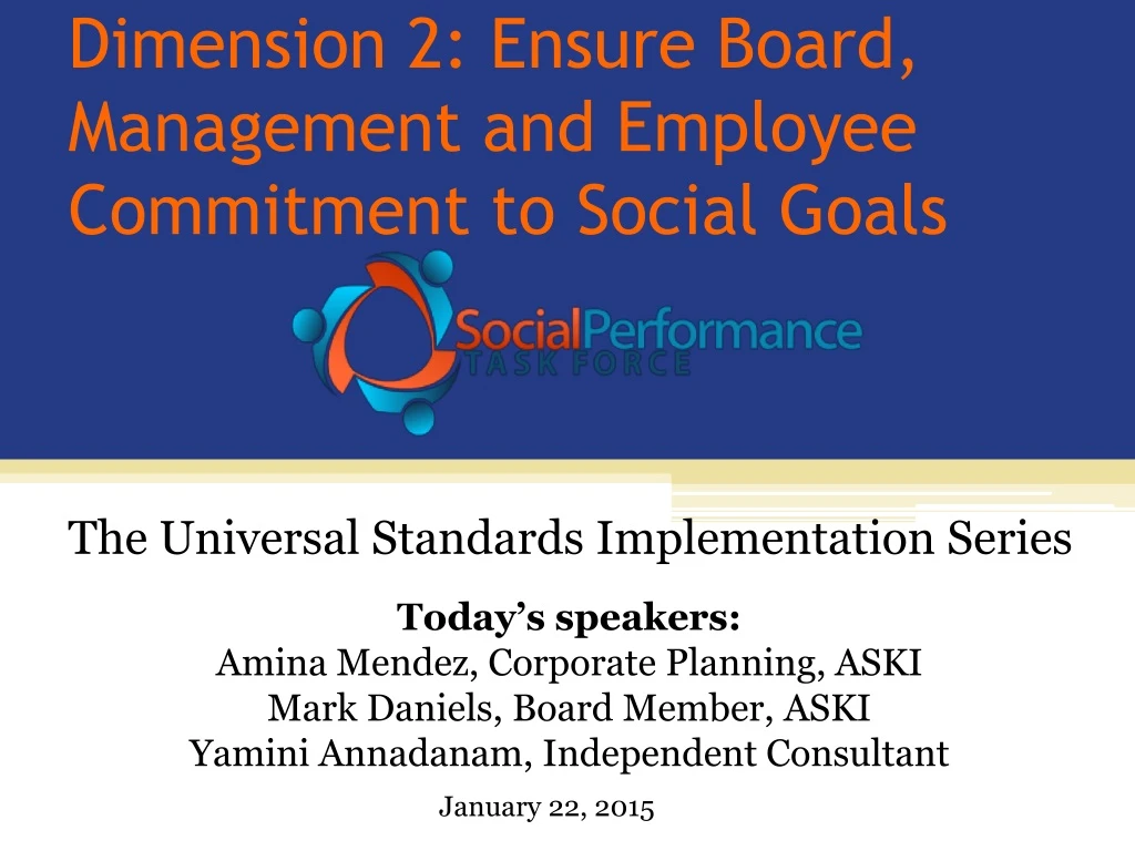dimension 2 ensure board management and employee commitment to social goals