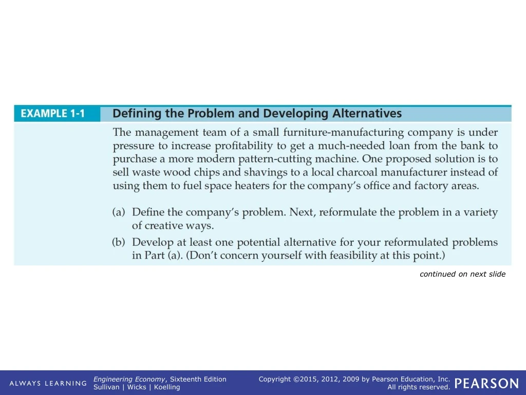 example 1 1 defining the problem and developing alternatives