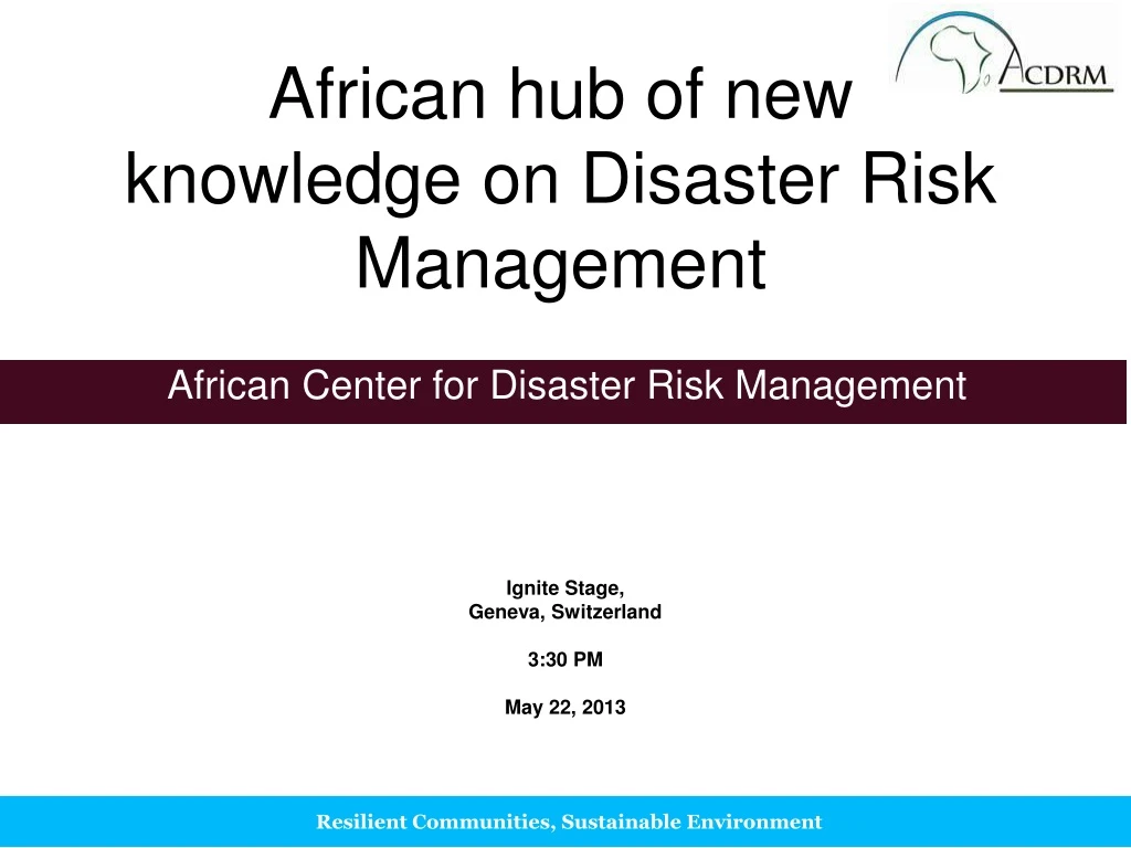 african center for disaster risk management