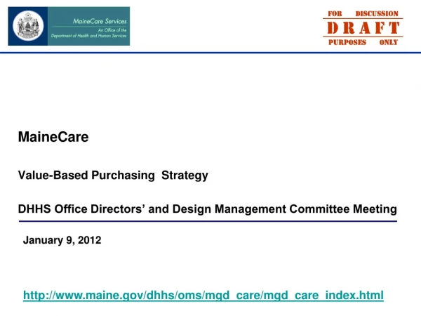 MaineCare Value-Based Purchasing  Strategy