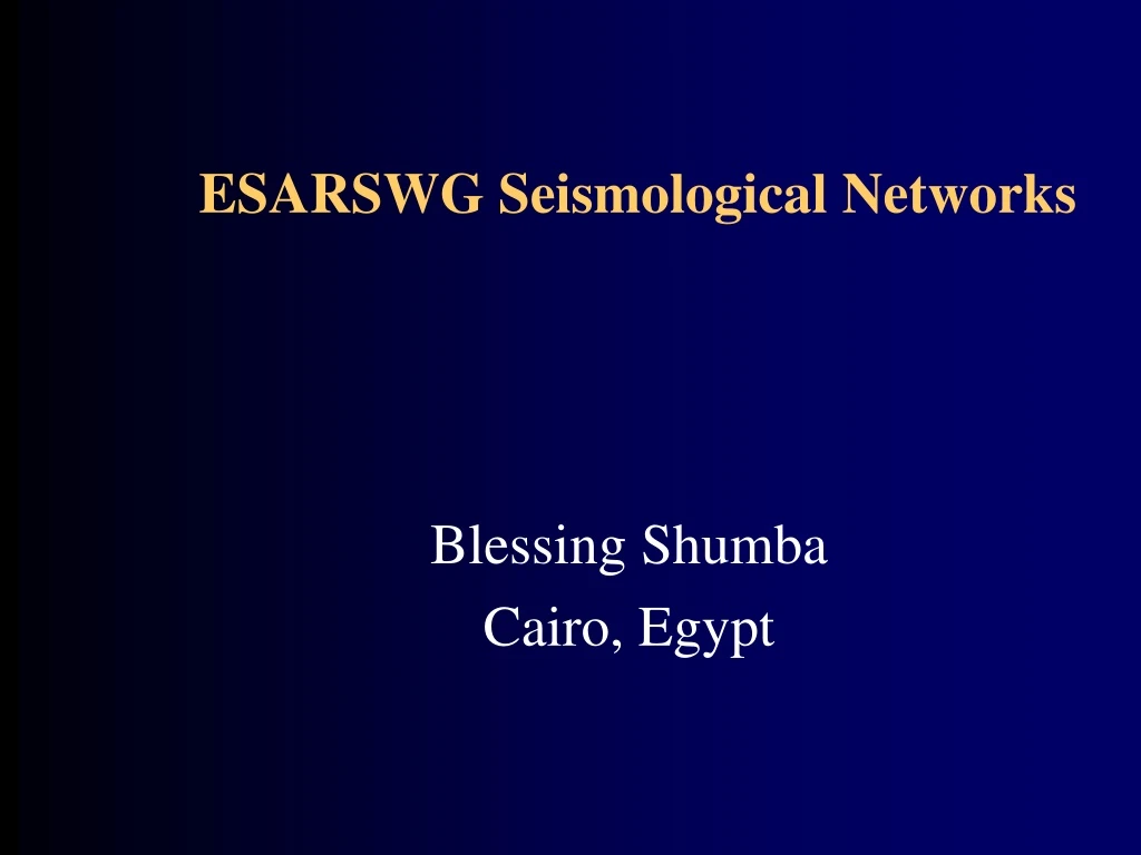 esarswg seismological networks
