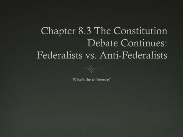 Chapter 8.3 The Constitution Debate Continues:  Federalists vs.  Anti-Federalists